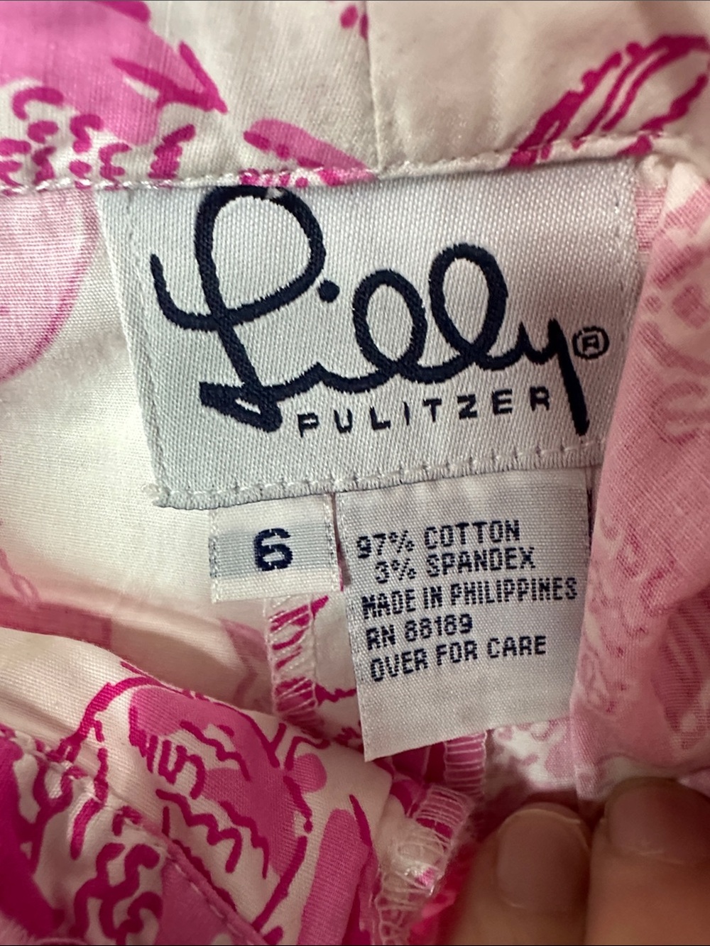 Lilly Pulitzer Lightweight Pink White Owl Print Y2K Stretch Capri Pants Size 6 - Picture 4 of 6